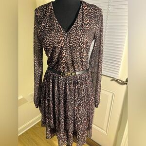 Leopard print long sleeves dress